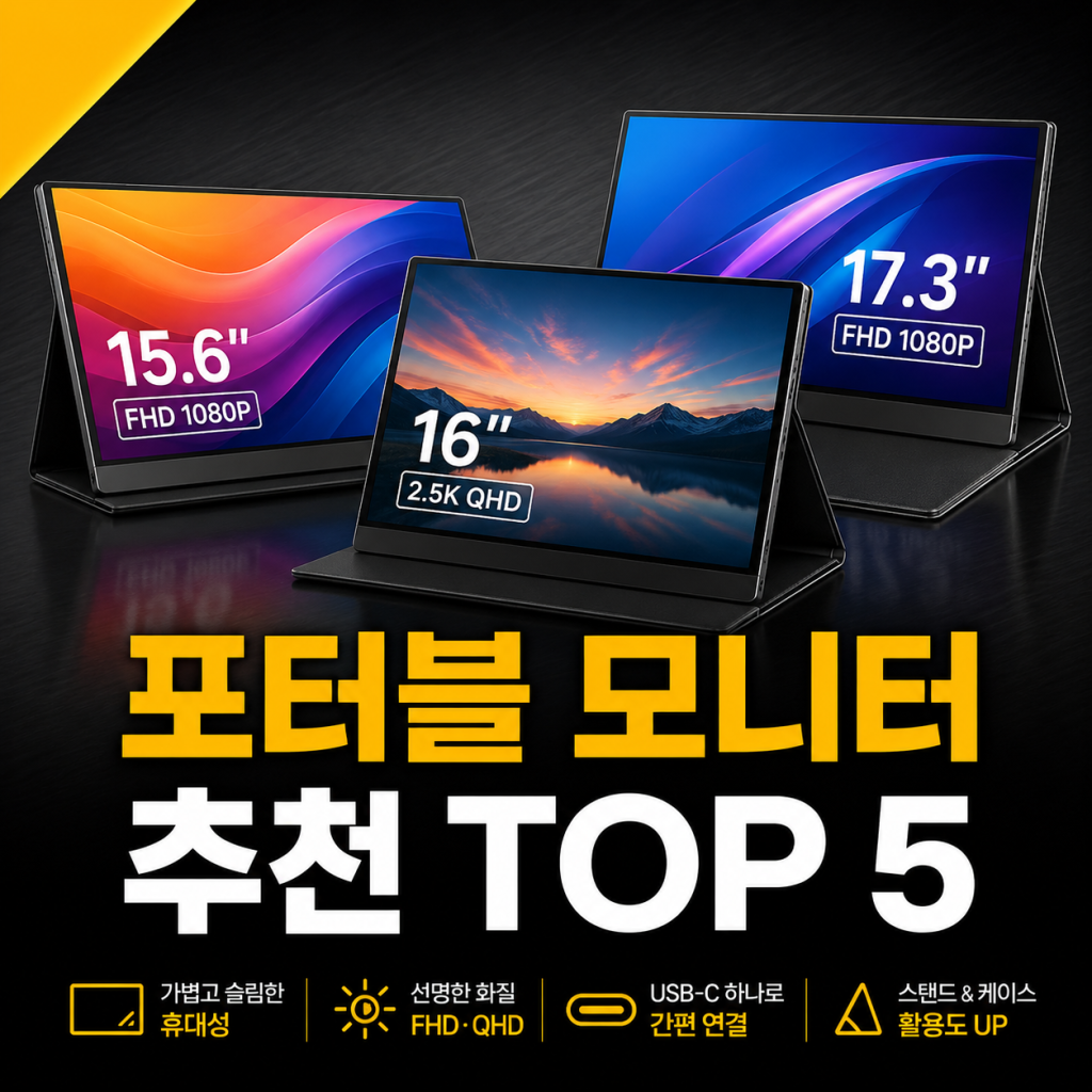 포터블 모니터 추천 순위 TOP 5 가격 비교 USB-C 연결 게이밍 4K 정리 (2026년)